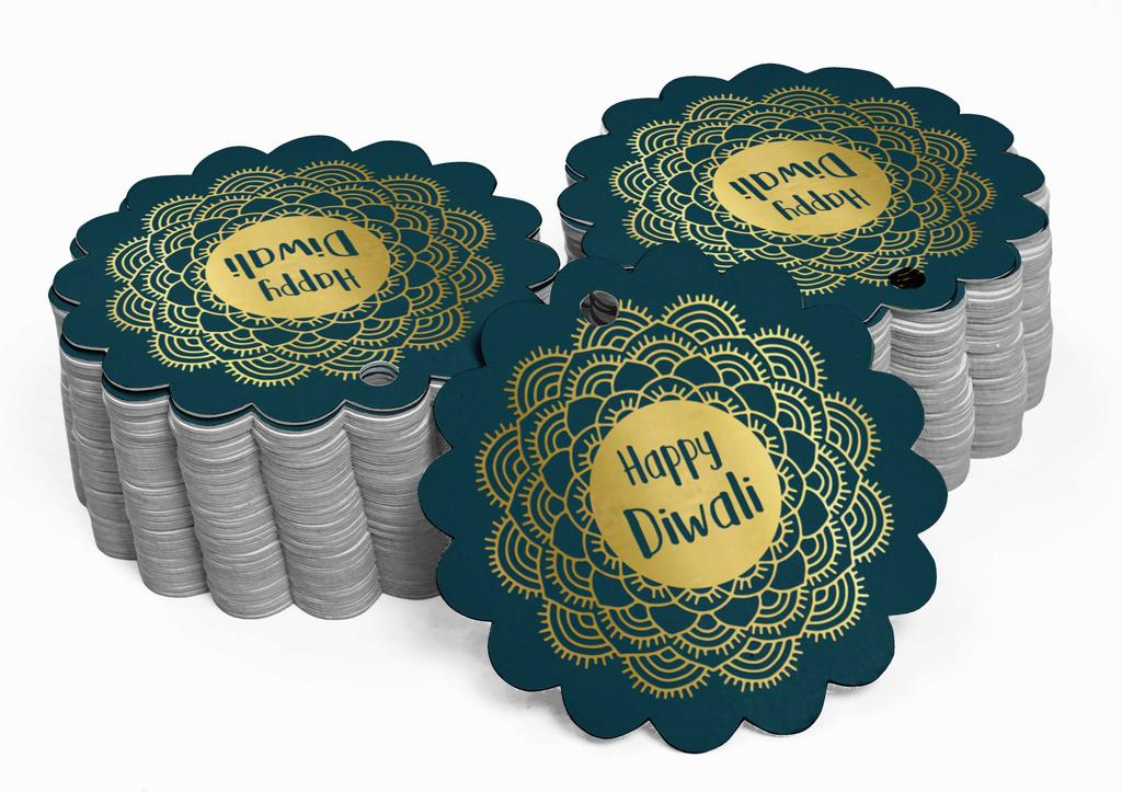 Inkdotpot 100 шт. в упаковке. Бумажные бирки Happy Diwali Favor, поделки из настоящей золотой фольги