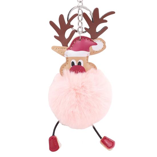 Рождественский брелок в виде оленя Милый брелок с помпоном в виде северного оленя из искусственного меха