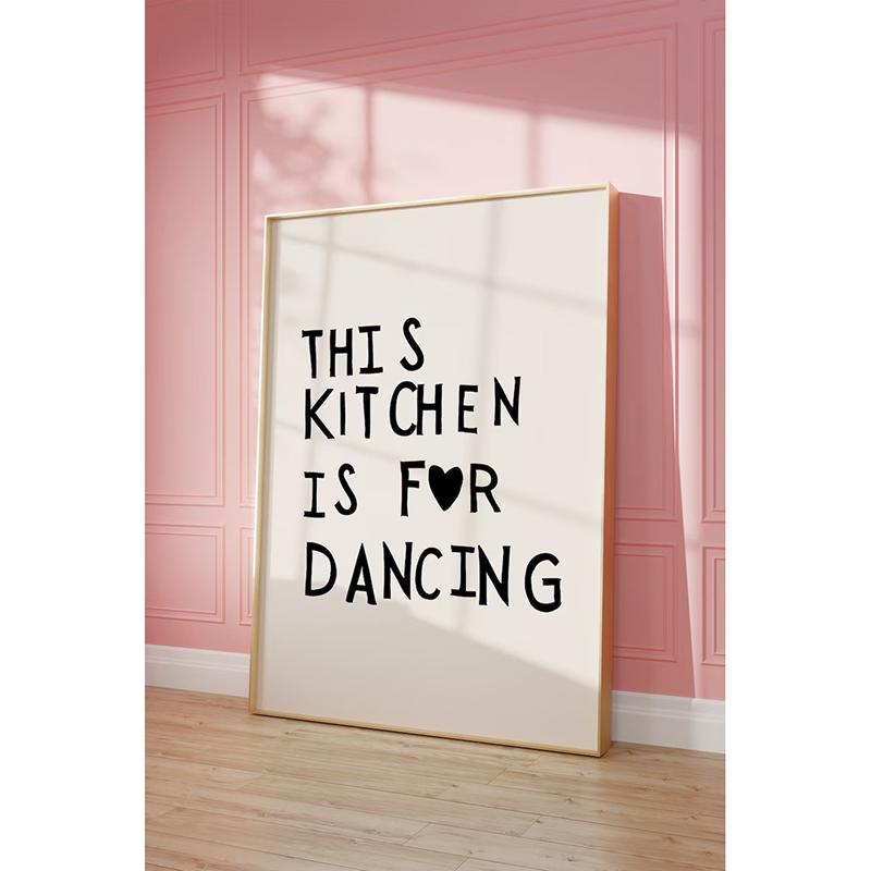 Aesthetic Kitchen Decor Cute Dance Canvas Wall Art Black Kitchen Wall Art Print Minimalist Heart Print Trendy Kitchen Poster