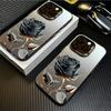 Премиальный черно-золотой чехол с рисунком розы для iPhone 17 16 15 14 13 12 11 Серии Pro Max Plus Двухслойная защита