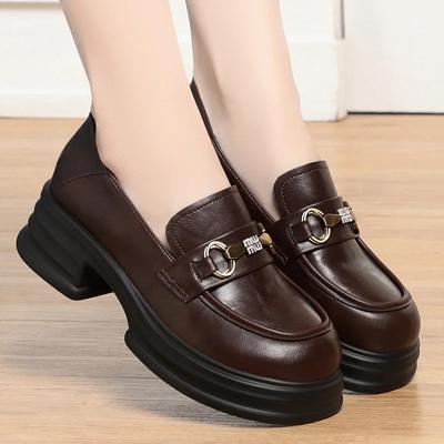 Модные женские мокасины с закрытым носком, оксфорды с круглым носком, повседневные женские кроссовки в британском стиле, осенние туфли на плоской подошве, кожаные туфли на каблуках