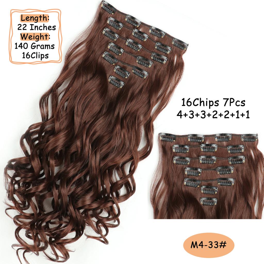 Synthetic Wavy Clip In Hair Extensions Clip In Hair Extensions For Women Full Head Thick Soft Clip In Hairpieces Daily Party