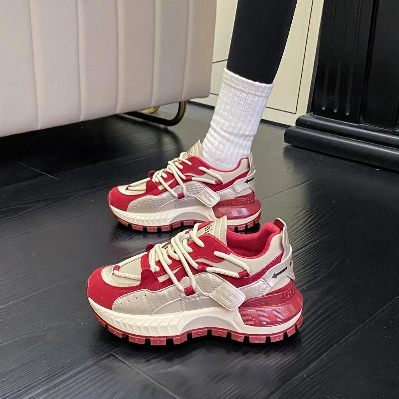 Высокая платформа дизайнерские кроссовки женские удобные дышащие спортивные кроссовки оригинальные женские красные кроссовки Zapatillas De Hombre