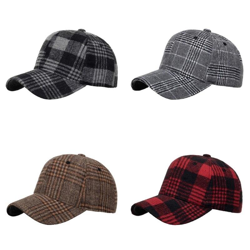Classic Plaid Print Baseball Cap Unisex Plaid Outdoor Casual Cap Autumn Winter Adjustable Peaked Cap