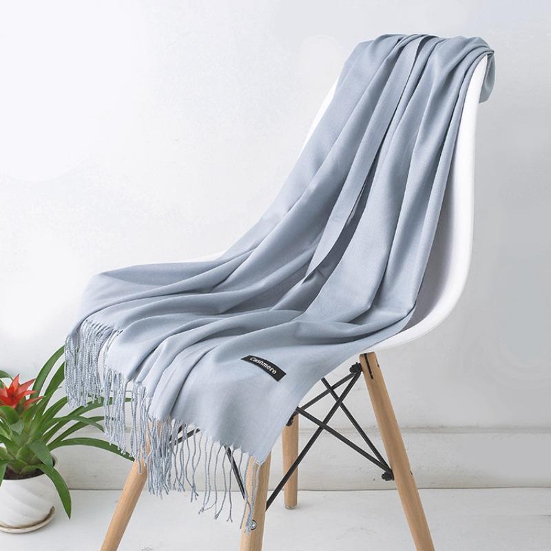 Solid Color Imitation Cashmere Scarf Women, Thin Spring and Summer Long Air Conditioner Shawl, Autumn and Winter Warm Malaysian Headscarf