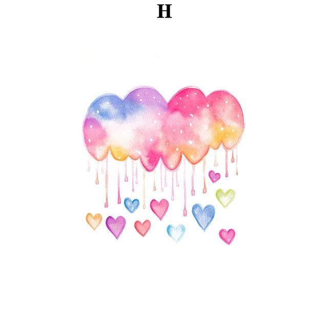 Звездная Любовь Красочные Единороги Дождь Любви Радужная Акварель Настенное Искусство Холст Живопись Скандинавский Постер для Девочек Детский Сад Деко