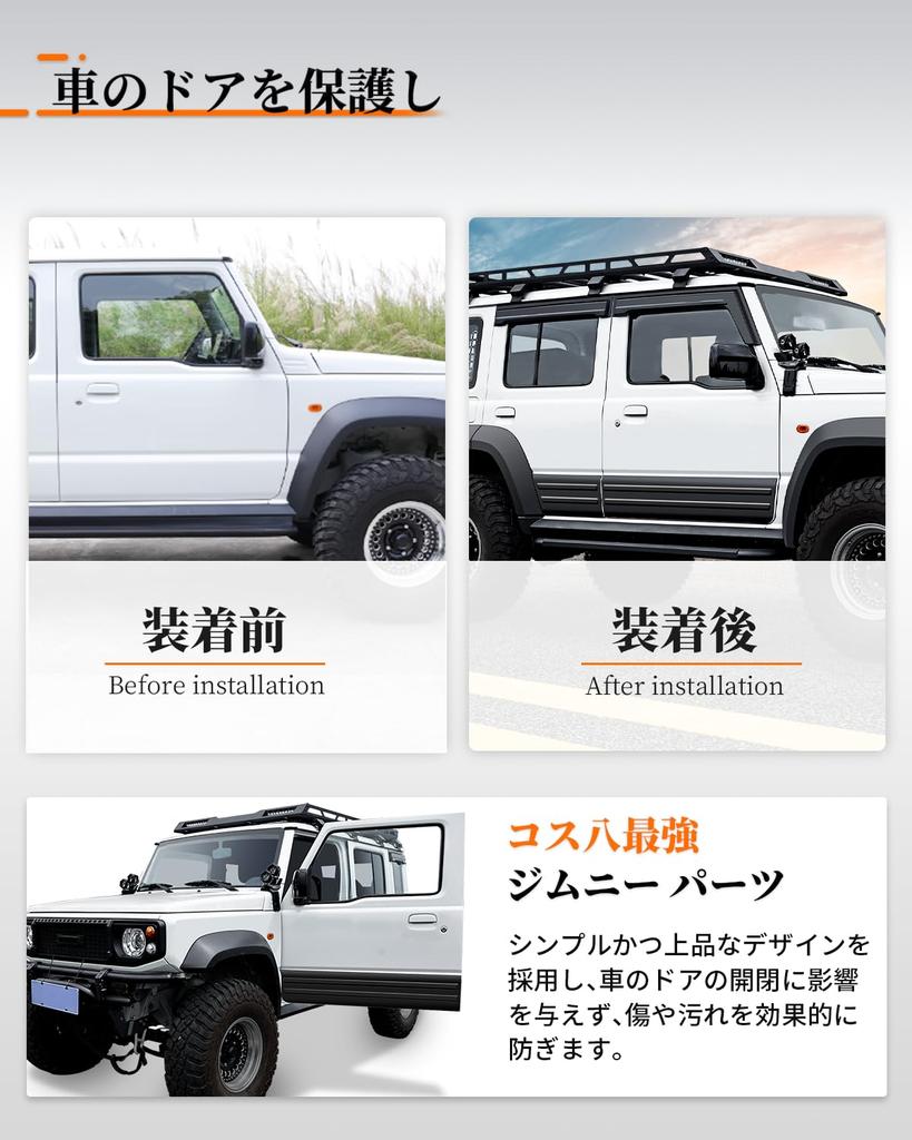 Jimny Nomad Side Door 5D Side Sill Popular Exterior Protector Custom 5-Door Panels, Guards, ABS, Black, Covers, Accessories, Dress-Up, Parts,