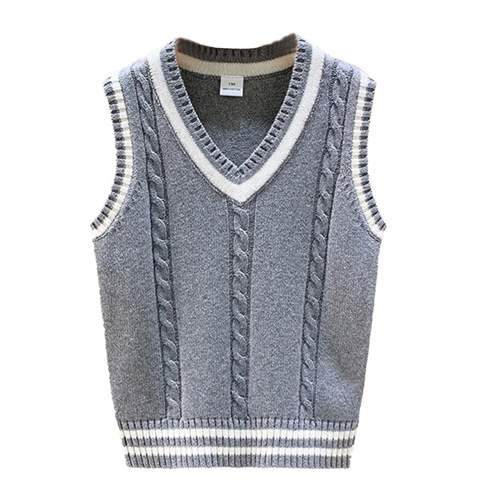 Boys Girls V Neck Sweater Vest Kids Unisex School Casual Sleeveless Waistcoat