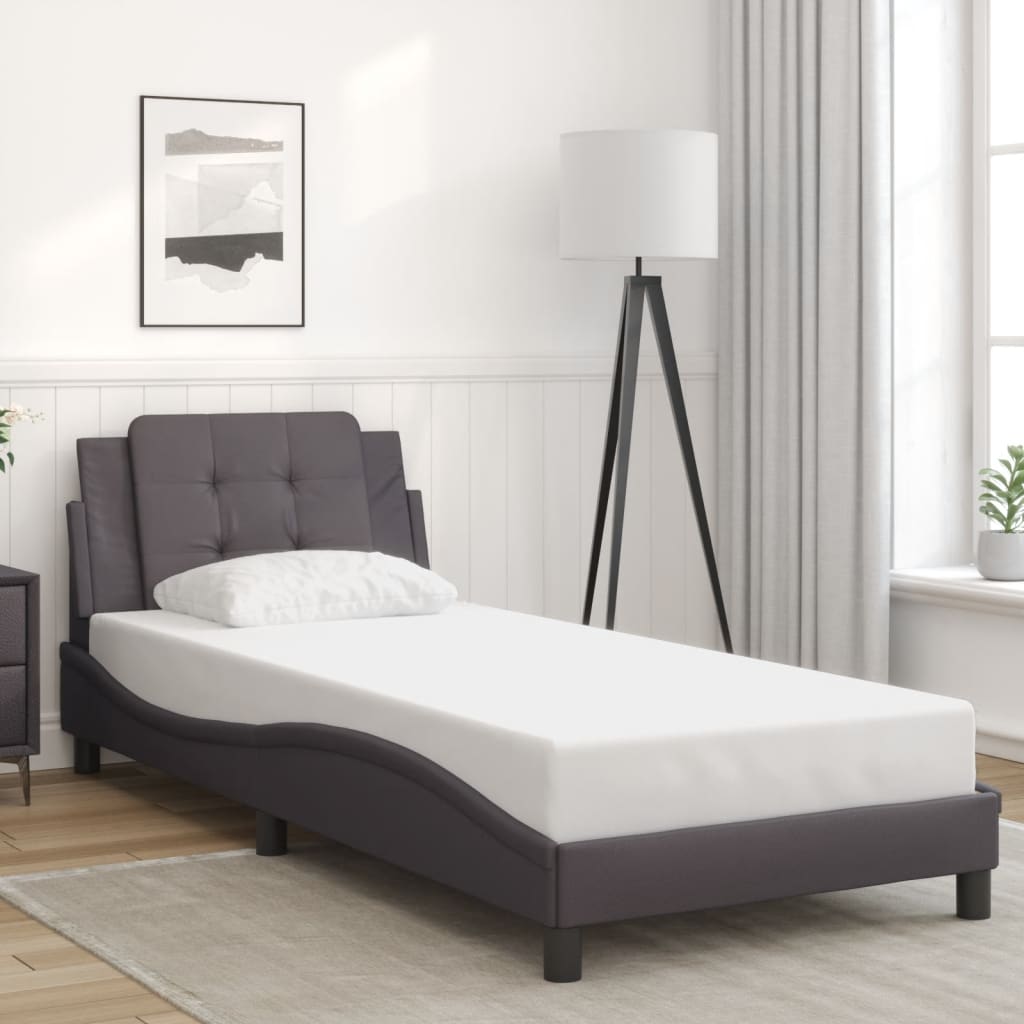 Vidaxl Rama Łóżka Z Led, Szara, 100X200 Cm, Sztuczna Skóra