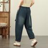 Джинсы гаремы женские свободные с большим карманом винтажные пэчворк с высокой талией джинсовые укороченные брюки женские повседневные уличная одежда женские брюки 2025