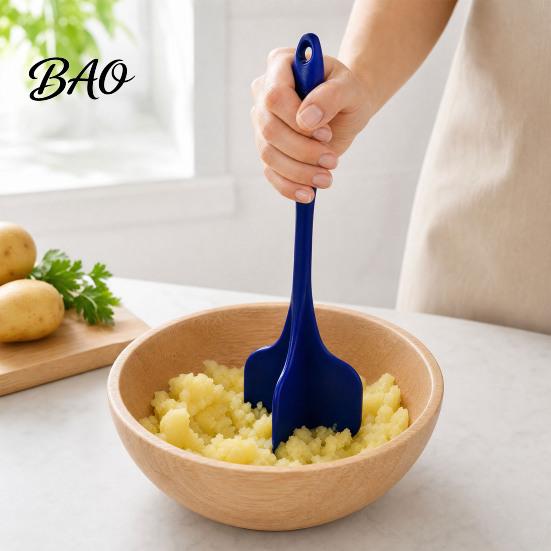 Экономичное кухонное приспособление Силиконовый измельчитель для мяса с 4 лезвиями, Антипригарный пресс с длинной ручкой, Термостойкий инструмент для фарша, Необходимые вещи