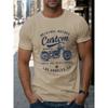 Men's 100% Cotton Fashionable Casual Loose Oversized Retro Motorcycle Pattern Printed Round Neck Short Sleeved T-shirt