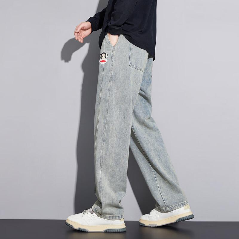 paul frank Мужские винтажные выстиранные джинсы свободного прямого кроя