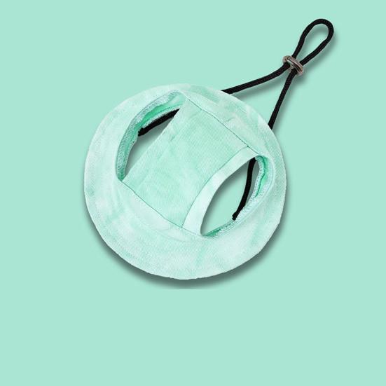 Pet Sun Hat with Ear Holes Adjustable Tie-Dyed Bucket Hat Outdoor Round Brim Sun Protection Hat for Small Medium Dogs Cats