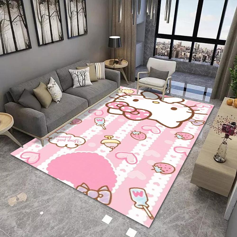 Коврик для пола Hello K-Kitty в стиле INS, мягкий, прямоугольный, противоскользящий, для спальни, дома, входной двери, для использования внутри и снаружи помещений, для отеля.