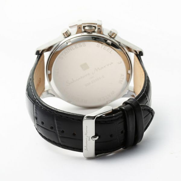 Оригинальные наручные часы Salvatore Marra Вода Дата и День Кожа SSBK SM23101-SSBK, Водонепроницаемые, Дисплей, Ремешок,