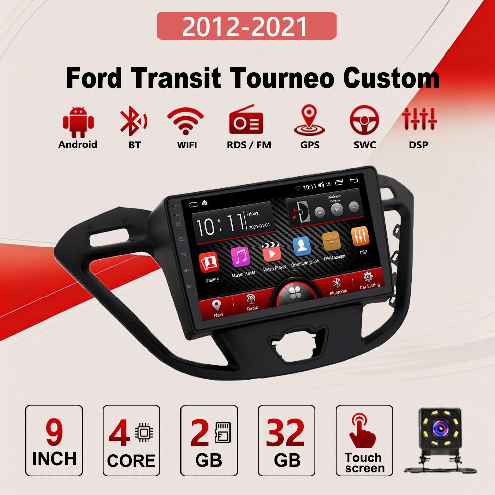 2Din Android Автомобильная Радиомагнитола Car-Play, Ford Transit Tourneo Custom 2012-2021, Мультимедийный Плеер Головное Устройство Стерео Навигация GPS BT WIFI, 2+32ГБ