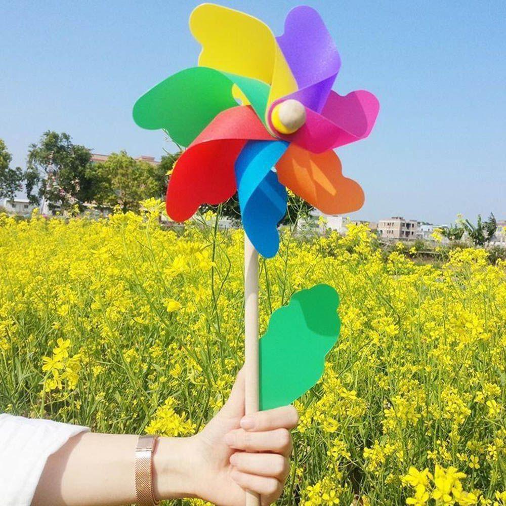 Whirligig Ornaments Lawn Wood Stick Wind Spinner Kids Toy Garden Decor Windmill