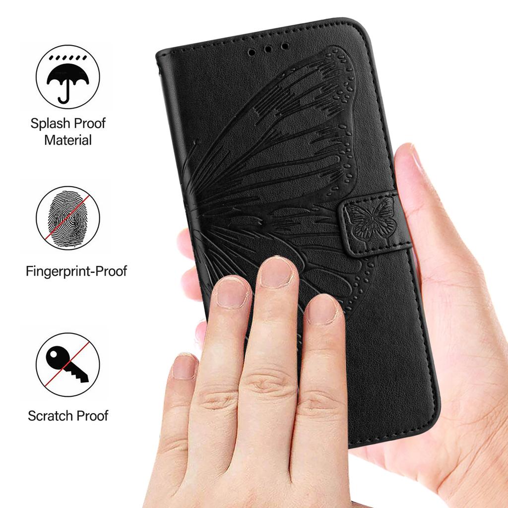 For Samsung Galaxy A36 5G Wallet Case with Wrist Strap Butterfly Imprint Leather Phone Cover