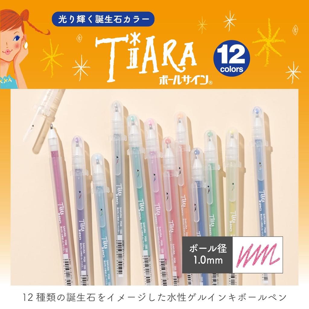 Sakura Ballpoint Ballsign 12 Cray-Pas Water-Based Pen, Tiara, Colors, PGB12TN-A