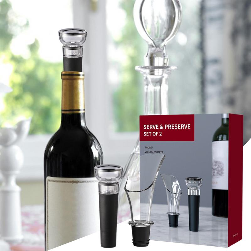 Wine Pourer And Stopper Liquor Bottle Pourer Vacuum Wine Stopper Bottle Sealer For Improved Flavor Bar Bartender Accessories