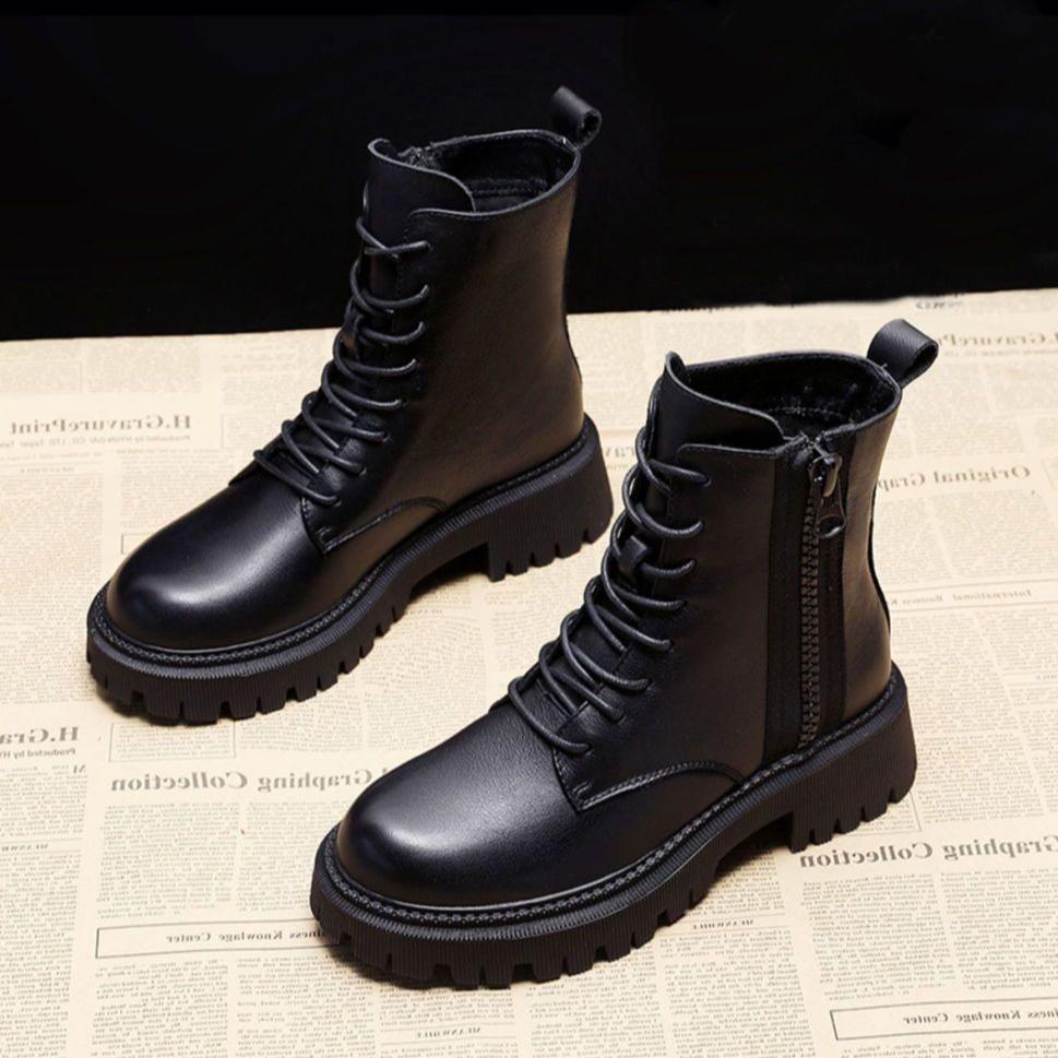 Fashion Women's Ankle Boots Zip Work Moccasin Thick Platform Bright Upper Booties Chic and Elegant On Offer Pu Sale Female Short Shoes