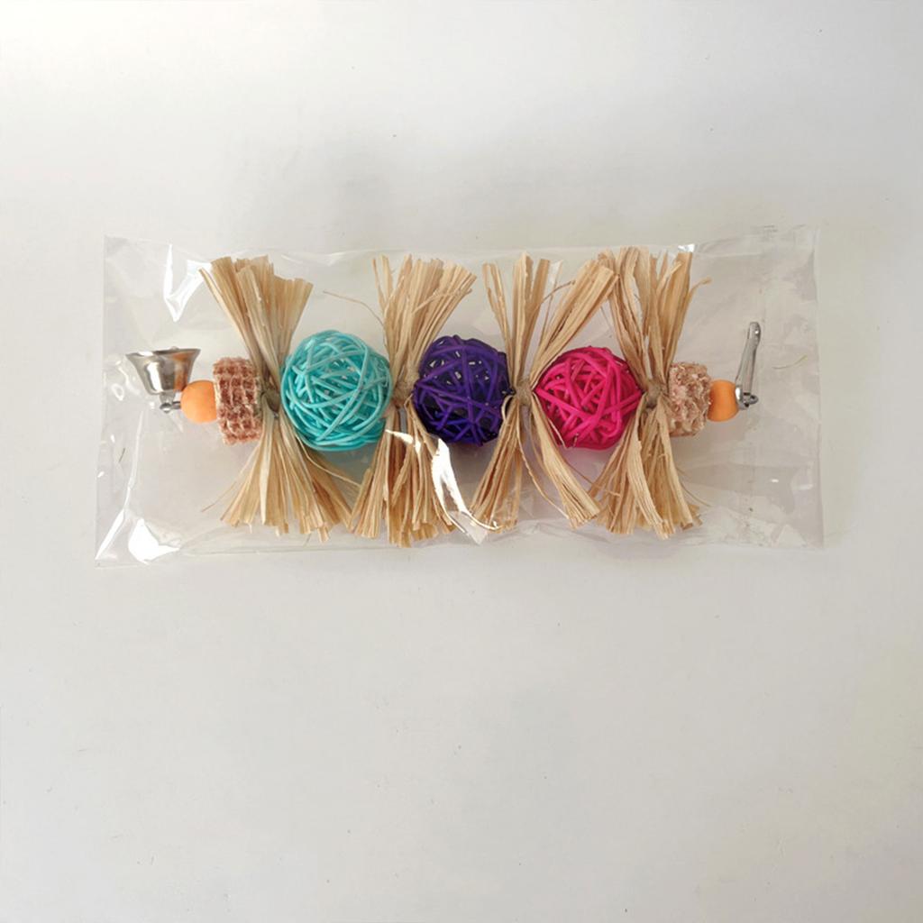 Игрушка-жевалка для домашних птиц Натуральные разноцветные ротанговые шарики для корелл, конюров, какаду, игрушка для стачивания зубов для клетки