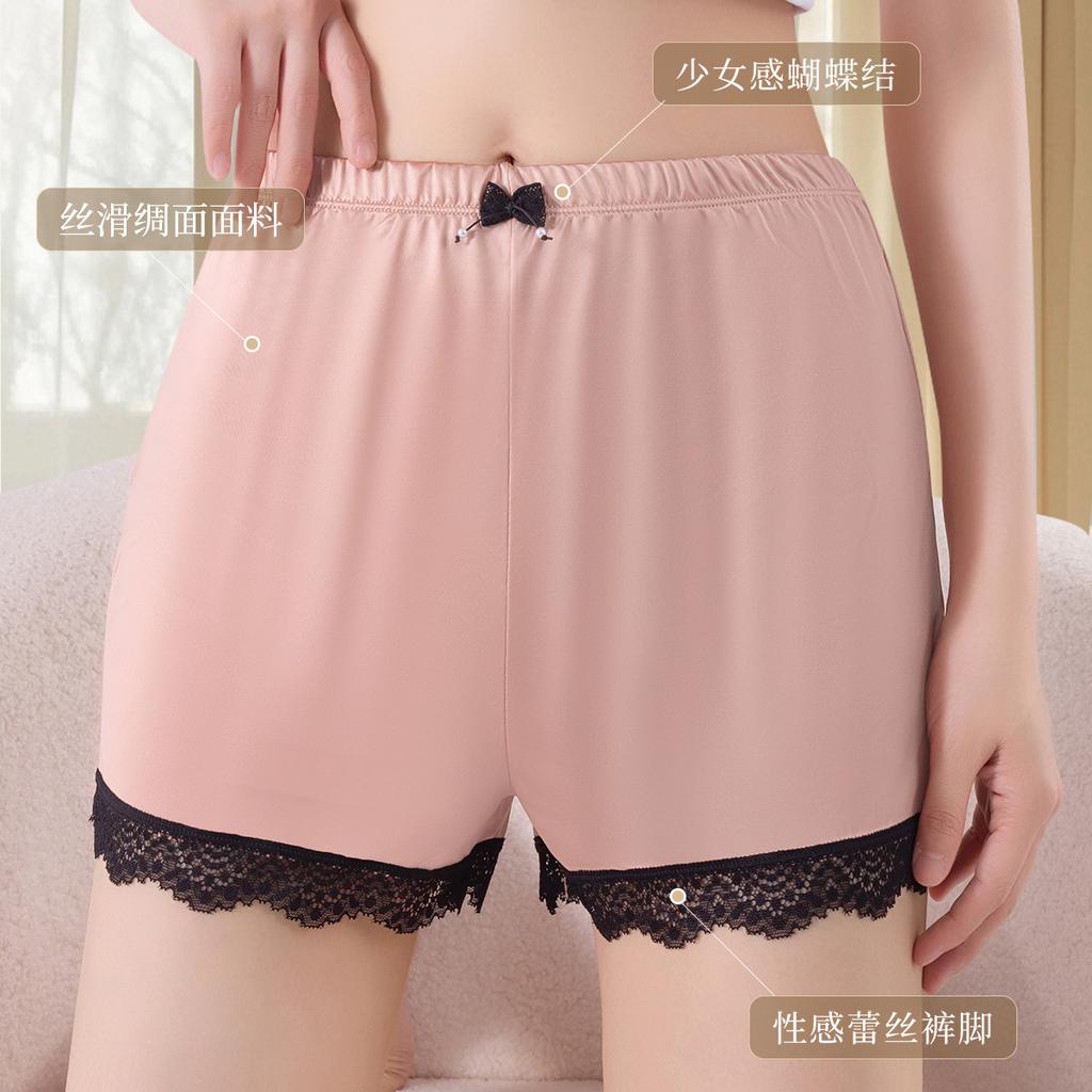 2-pack anti glare non rolled edge ice silk leggings for women in summer, thin design, can be worn outside, safety pants, home shorts
