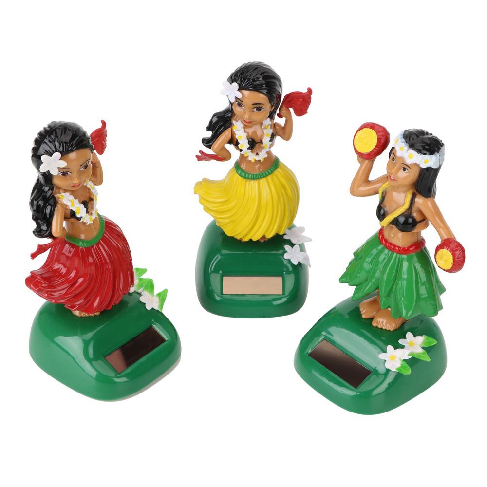 Solar Auto Interior Car Decoration Shaking Head Toy Interior Accessories Decompression Hawaii Girl Car Ornaments Hula