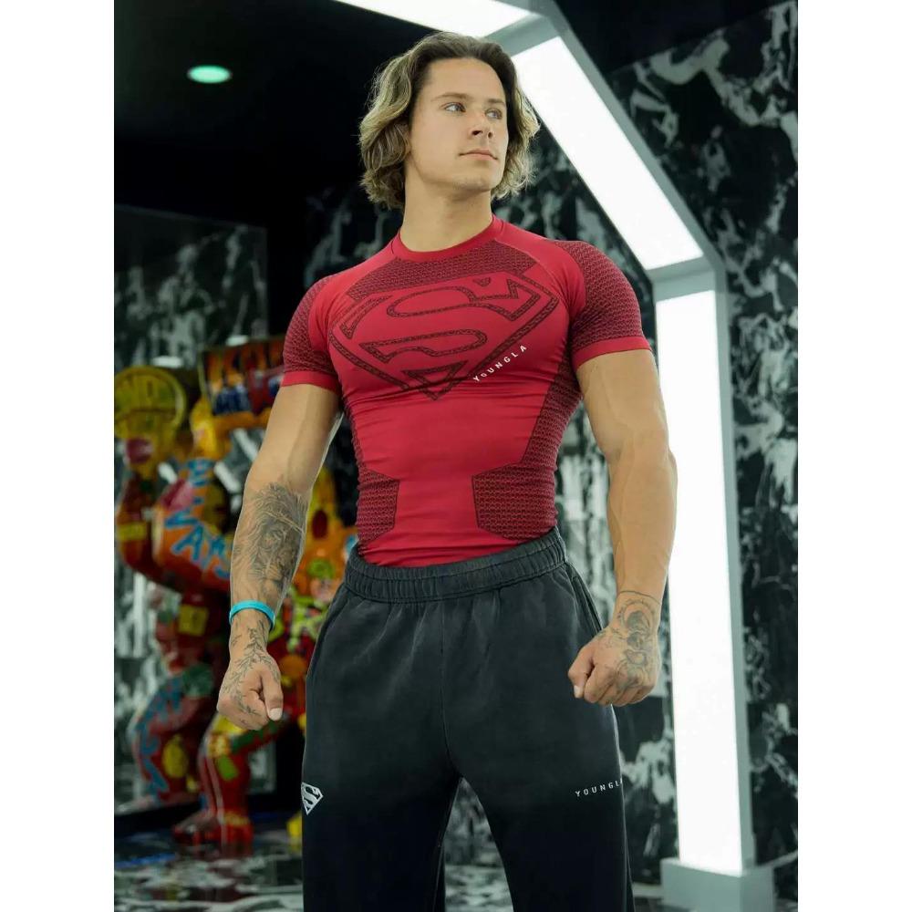 2025 YOUNGAL New Men's Fitness T-shirts clothing sports Tshirt tights high elastic training short sleeve fitness man clothing