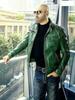 Green Stylish Jacket Men's Festive Handmade Biker Lambskin Motorcycle Leather