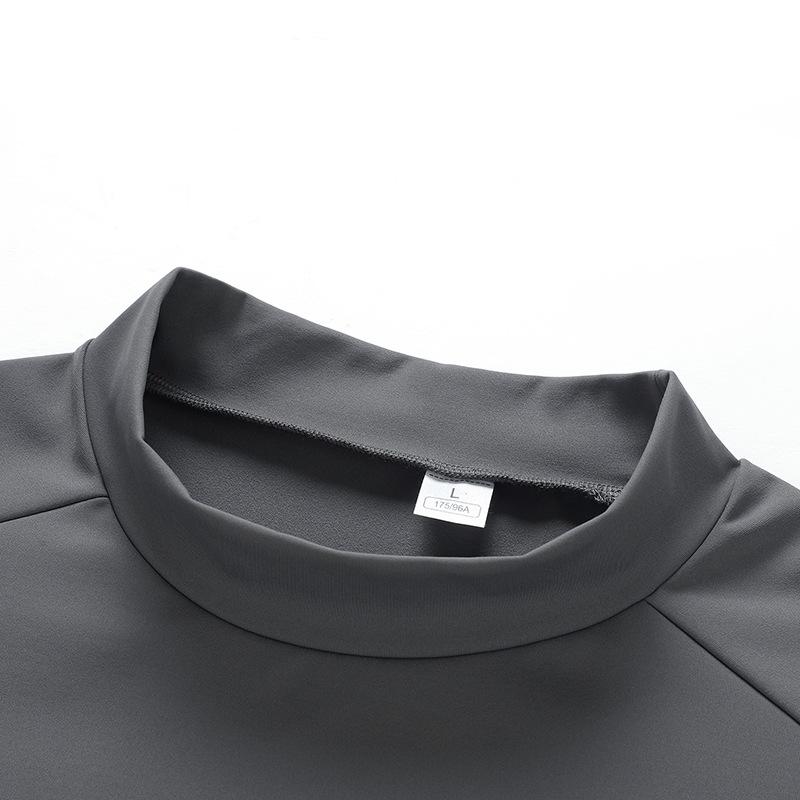 Осень и зима новая спортивная футболка с длинным рукавом и воротником-стойкой мужской весенне-осенний свитер фитнес-топ мужской и женский одинаковый базовый слой