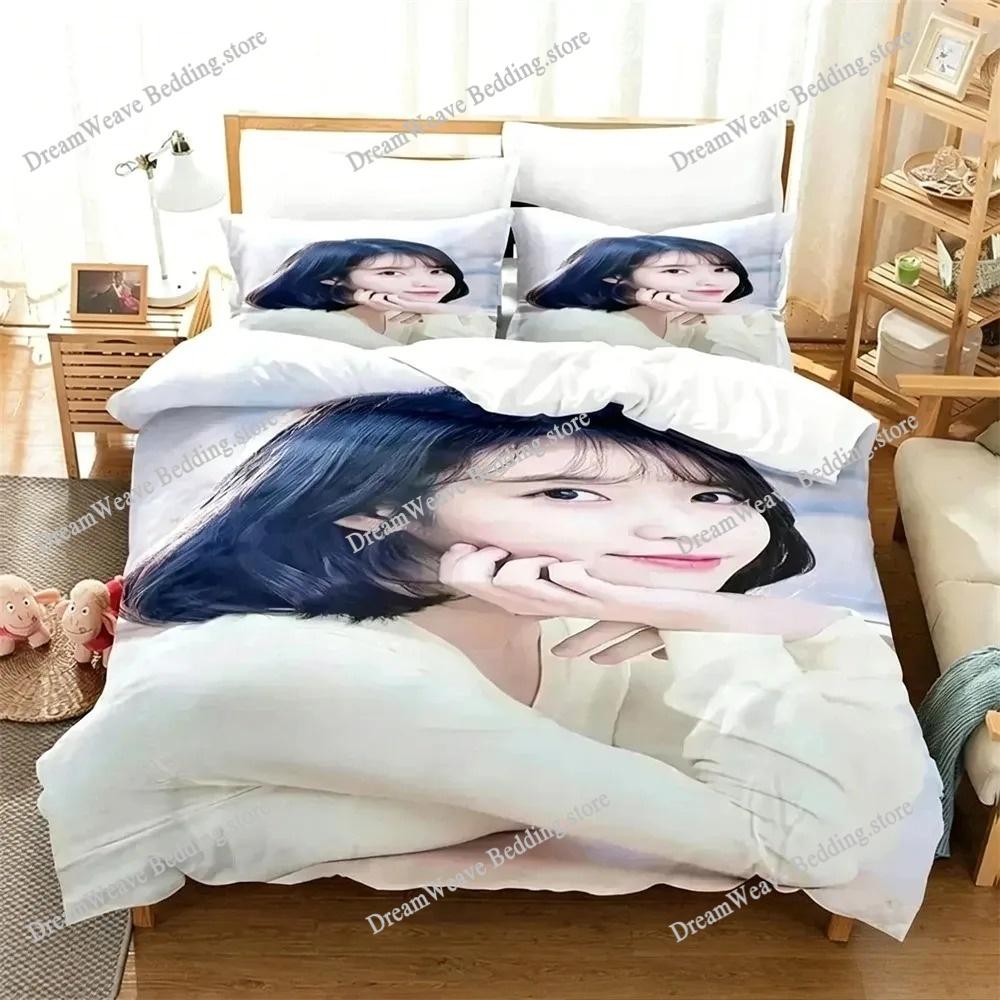 3D Печать Постельное белье с изображением певицы IU I Ji Eun Пододеяльник king Queen Size Для мальчиков Взрослое постельное белье963