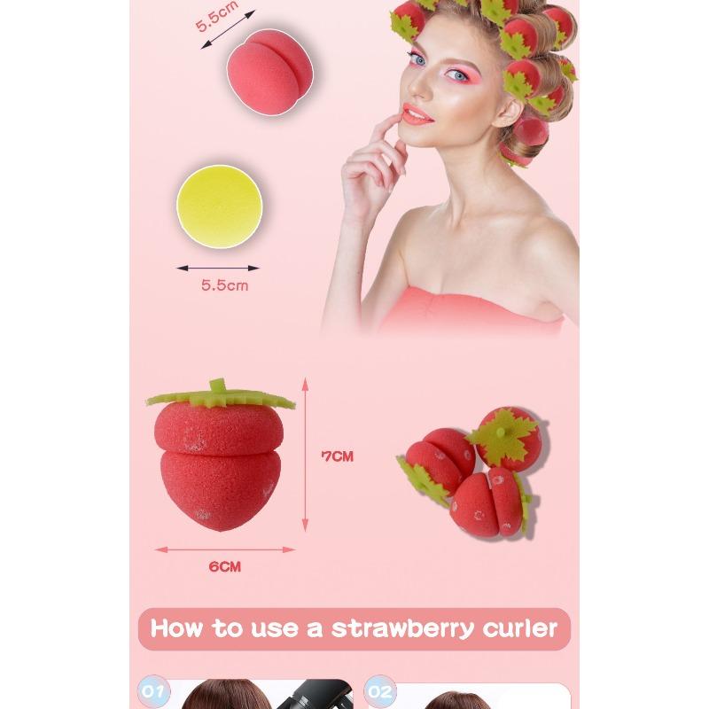 6PCS Lazy Sleeping Curly Hair Sponge Ball Hair Curl, Strawberry Type Does Not Hurt Soft Hair Curler