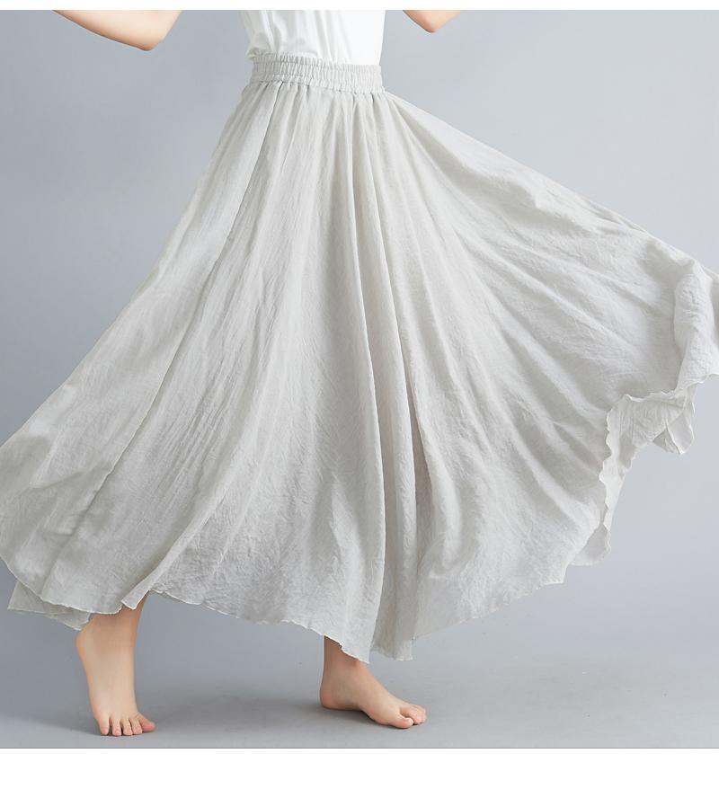 Dimanaf Plus Size Women Linen Skirts Female Elastic Basic Fashion Japanese Dress