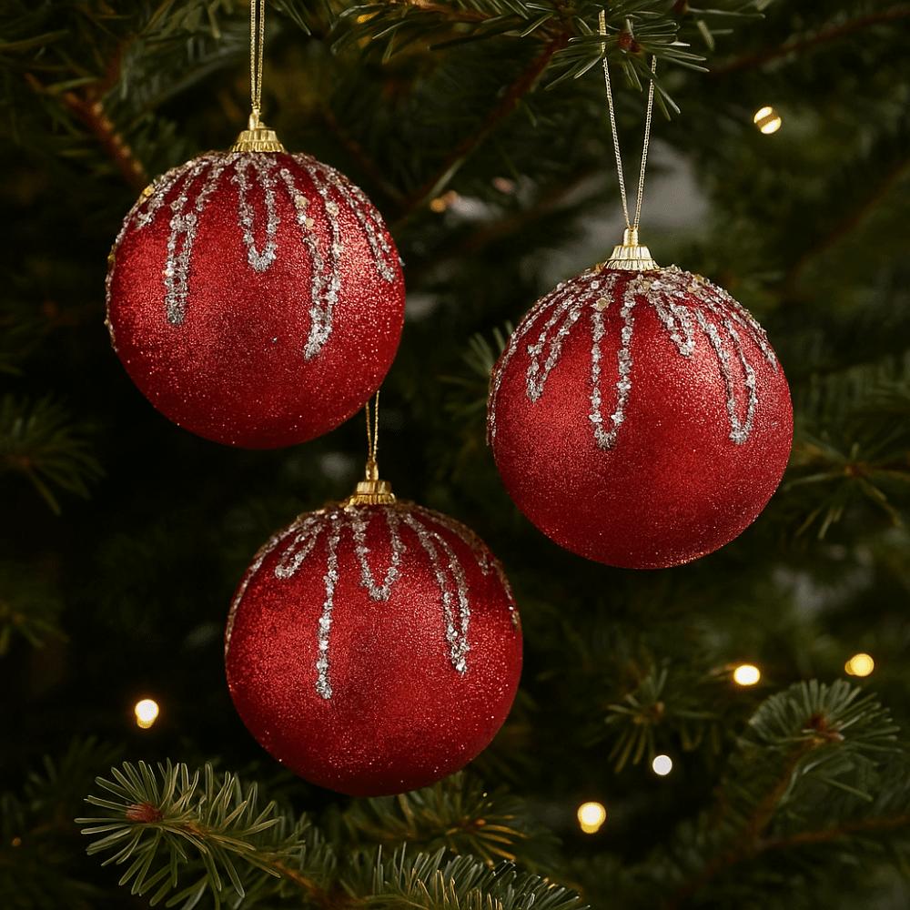 3 pcs/set Glitter Christmas Decoration Balls Multi-Color Xmas Tree Ornaments Party Decor