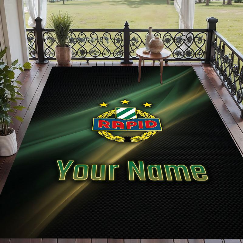 Custom Text Printed Rug Rapid Wien FC Non Slip Floor Carpet For Home Room Decor