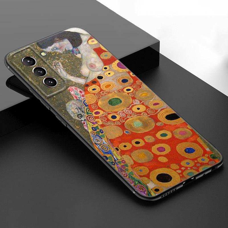 Арт Густав Климт Черный Силиконовый Чехол для Телефона для Samsung Galaxy S23 S21 S20 FE S24 S22 Ultra S10E S10 S9 S8 Plus