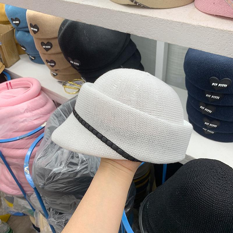 2023 Summer Japan Mesh Pu Webbing Decoration Plant Fiber Grass Leisure Lady Baseball Hat Women Visors Equestrian Cap