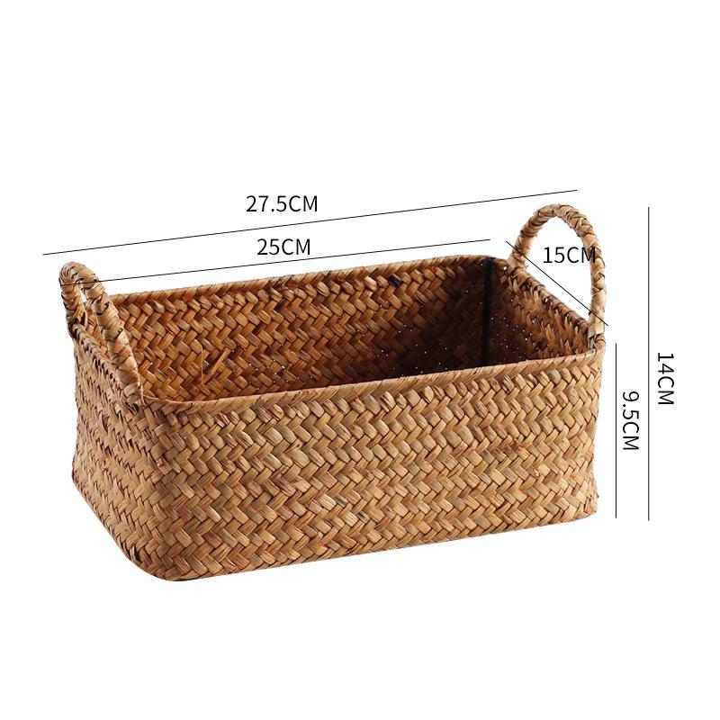 Японская плетеная из соломы корзина для хранения закусок, ТВ-аксессуаров, косметики и масок
