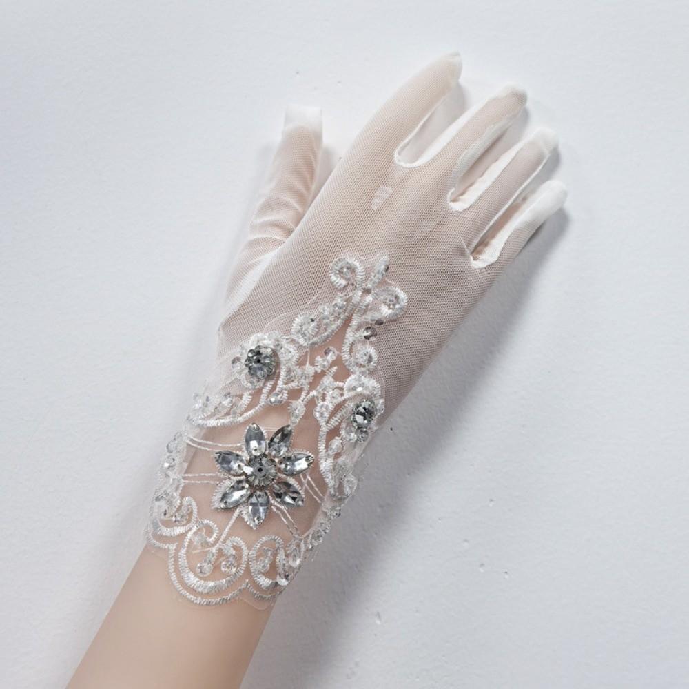 1Pairs Breathable Wedding Bridal Gloves Mesh Tulle Gloves New Bridal Gown Mittens Party Dress