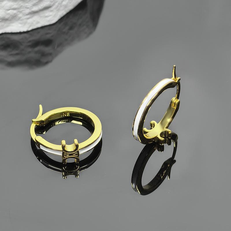 Серьги 2025 Ретро Белая Эмаль Триумфальная арка - Женские Классические Легкая Роскошь Ювелирные изделия