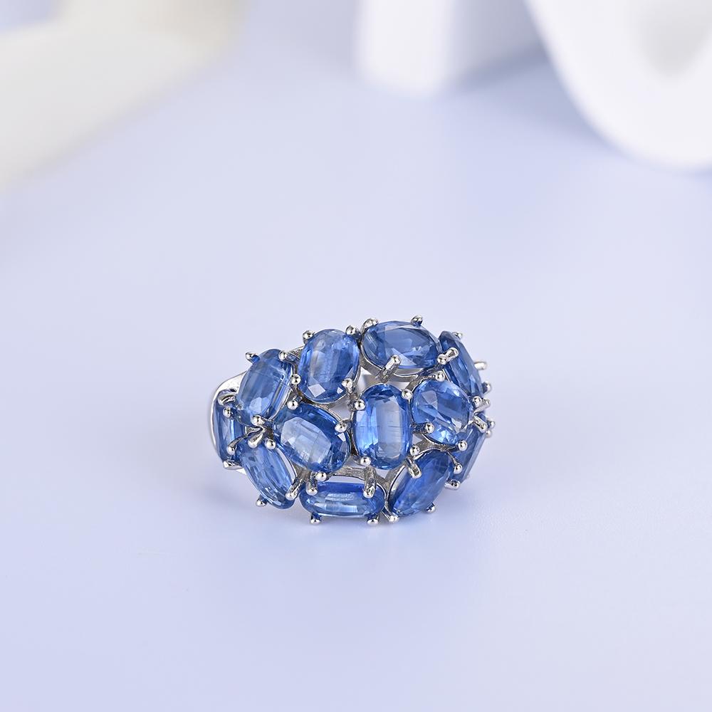 Большое кольцо из стерлингового серебра 925 пробы с натуральным синим кианитом овальной формы 5*7 мм, драгоценные камни, изысканные украшения для женщин, хороший подарок