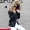 Women's Winter Plus Size Down Jacket Solid Colour Warm Zip Short Section Hair Collar Casual Slim Outerwear