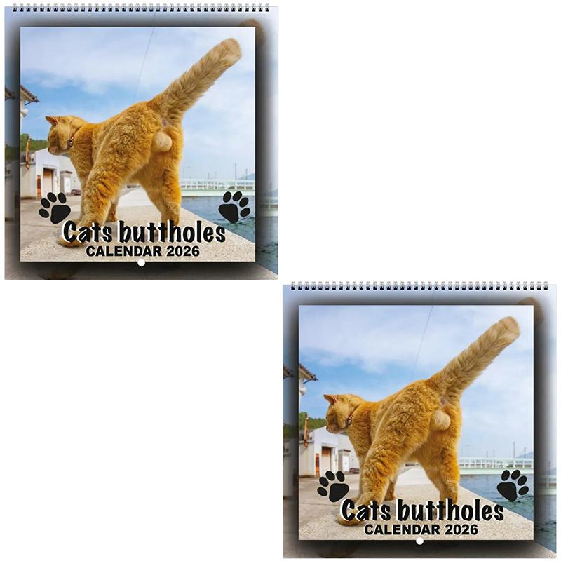2026 Cat Butt Calendar 12 Monthly Funny Cat Tail Wall Calendar Family Planner Scheduling Tool For Living Room Bedroom