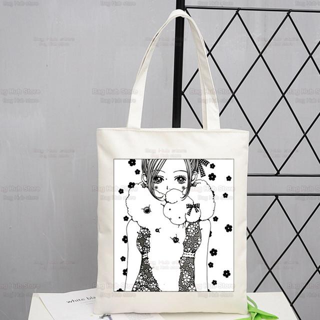 Нана Осаки Аниме Женская посылка Холст Сумка Манга Комацу Нана Сумки Сумки на плечо Повседневная сумка с черными камнями для покупок Сумка для девочек