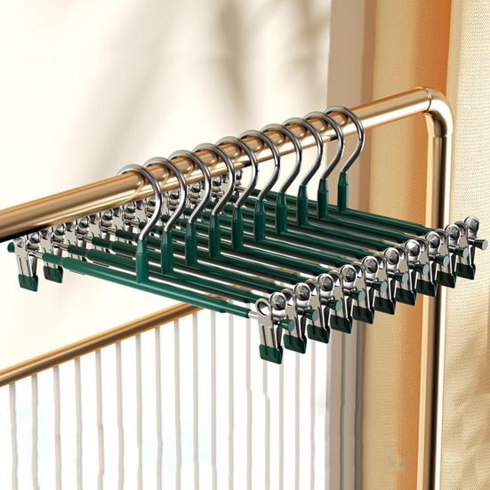 8Pcs Trouser Hangers Adjustable Non-Slip Space Saving with Rubber Coating Strong Chrome Clothes Hangers