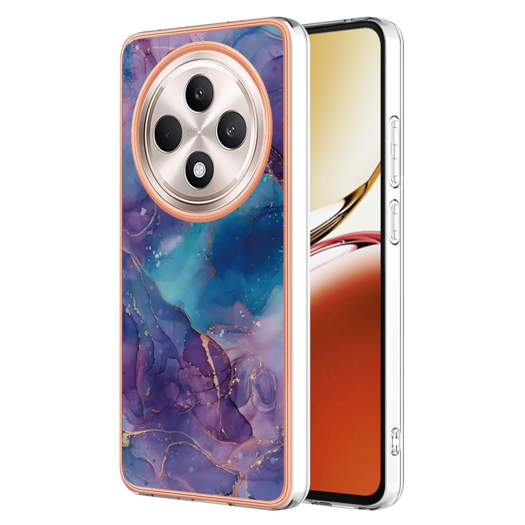 For Oppo Reno12 F 4G/Oppo Reno12 F 5G TPU Case Marble Pattern 2.0mm Electroplating Phone Back Cover