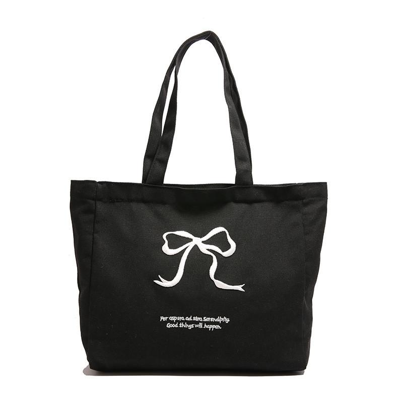 Nylon Canvas Large Capacity Tote Bag With Zipper Closure For Daily Use