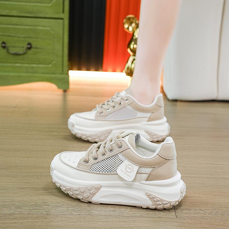 Обувь для папы Женская дышащая сетчатая женская обувь Универсальная летняя модная обувь на толстой подошве Тонкая полая спортивная обувь Увеличивающая рост обувь